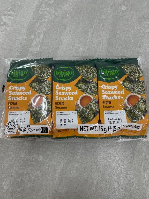 Bánh rong biển giòn Bibigo vị  bbq 15g (3 gói)